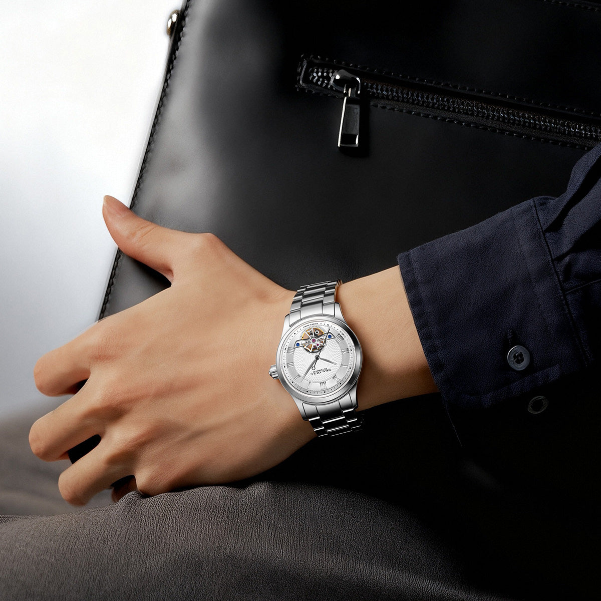 Seagull Open Heart Flywheel Guilloché Dial Automatic Watch 39mm