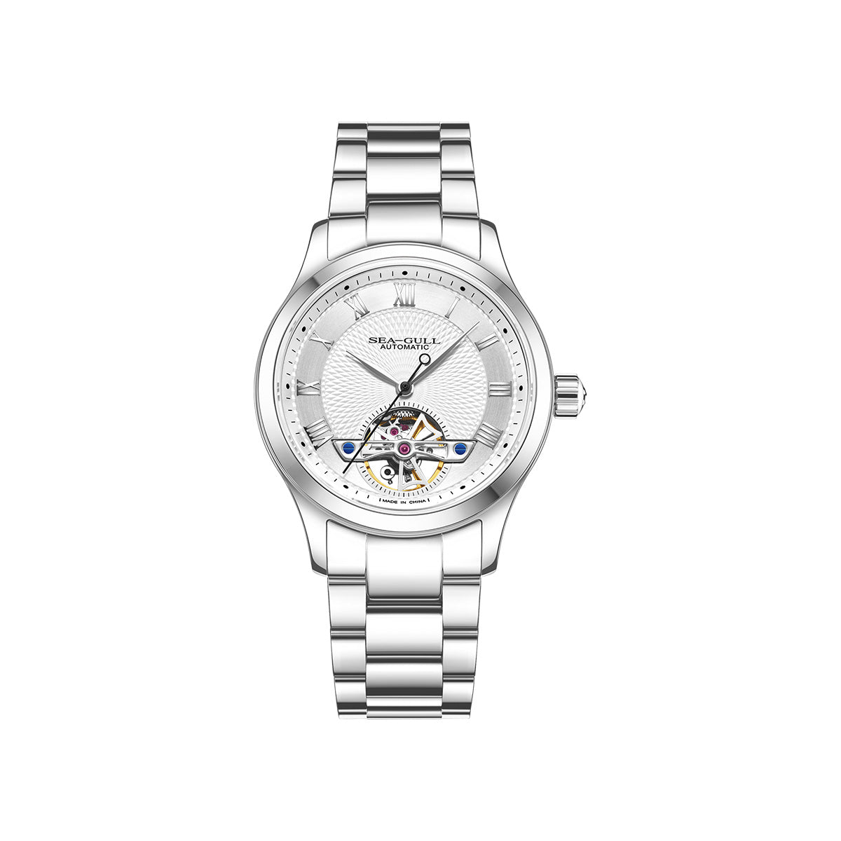 Seagull Open Heart Flywheel Guilloché Dial Automatic Watch 39mm