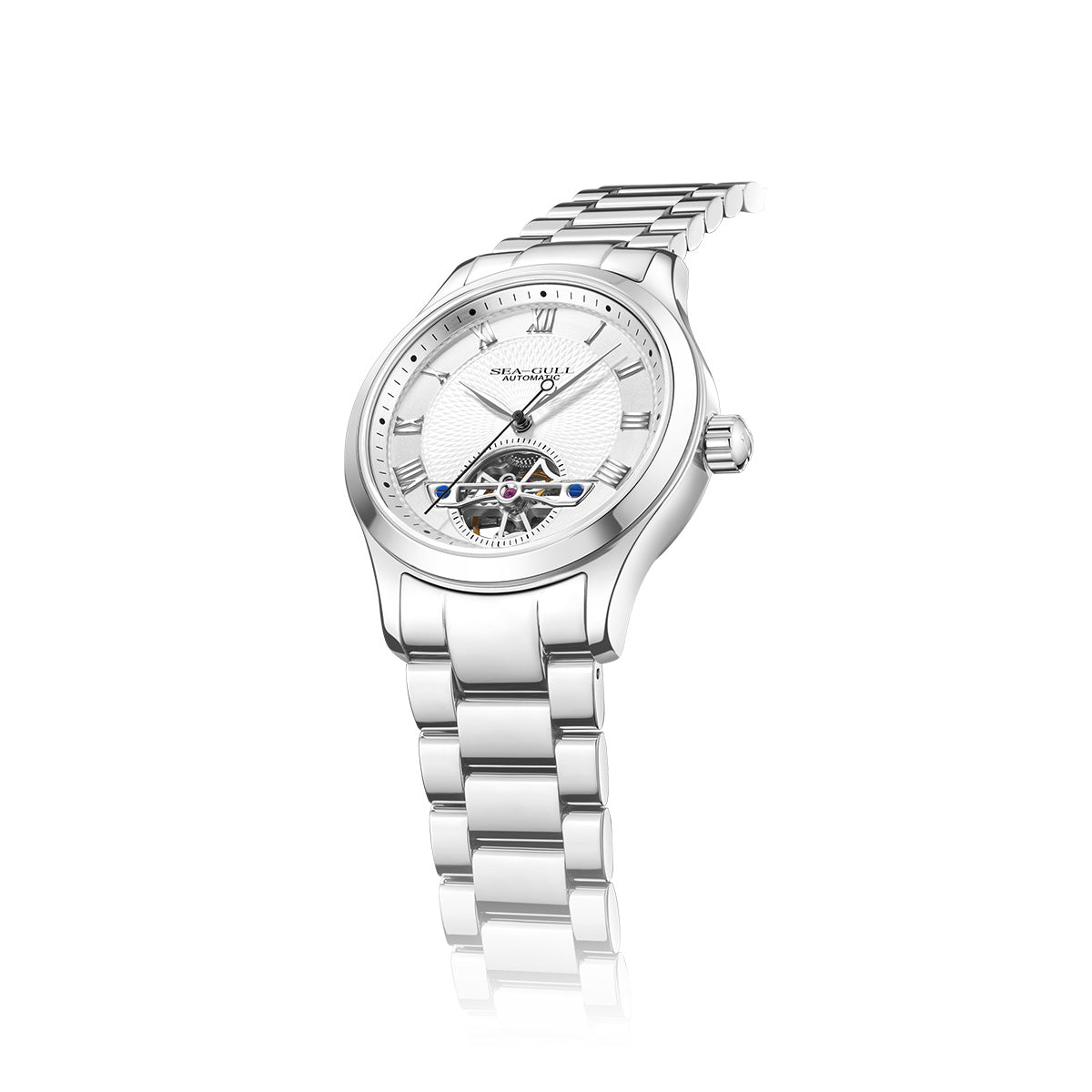 Seagull Open Heart Flywheel Guilloché Dial Automatic Watch 39mm