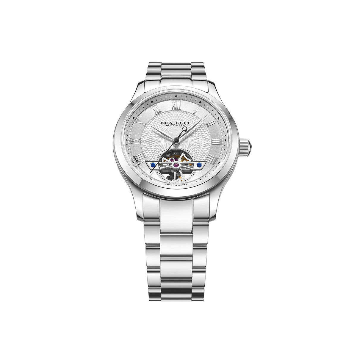 Seagull Open Heart Flywheel Guilloché Dial Automatic Watch 39mm