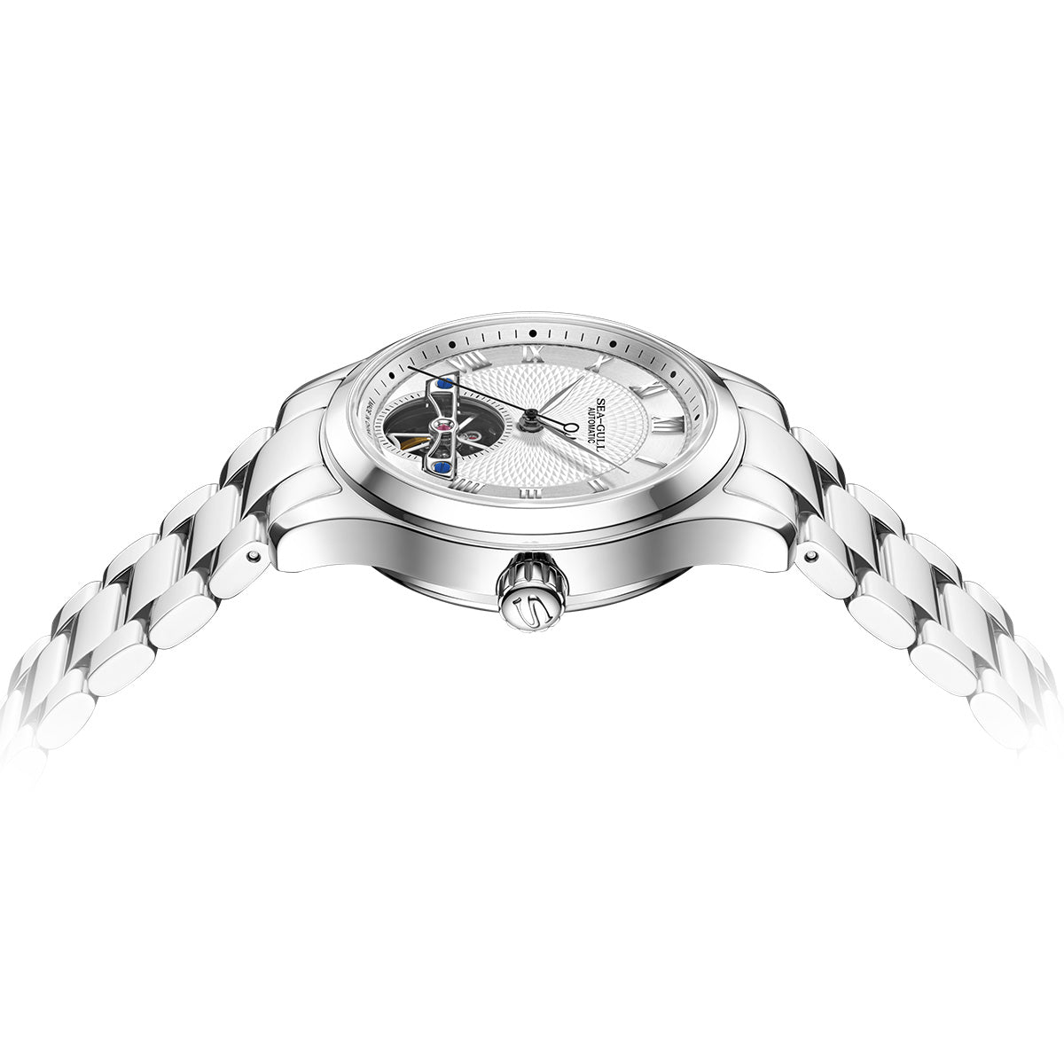 Seagull Open Heart Flywheel Guilloché Dial Automatic Watch 39mm