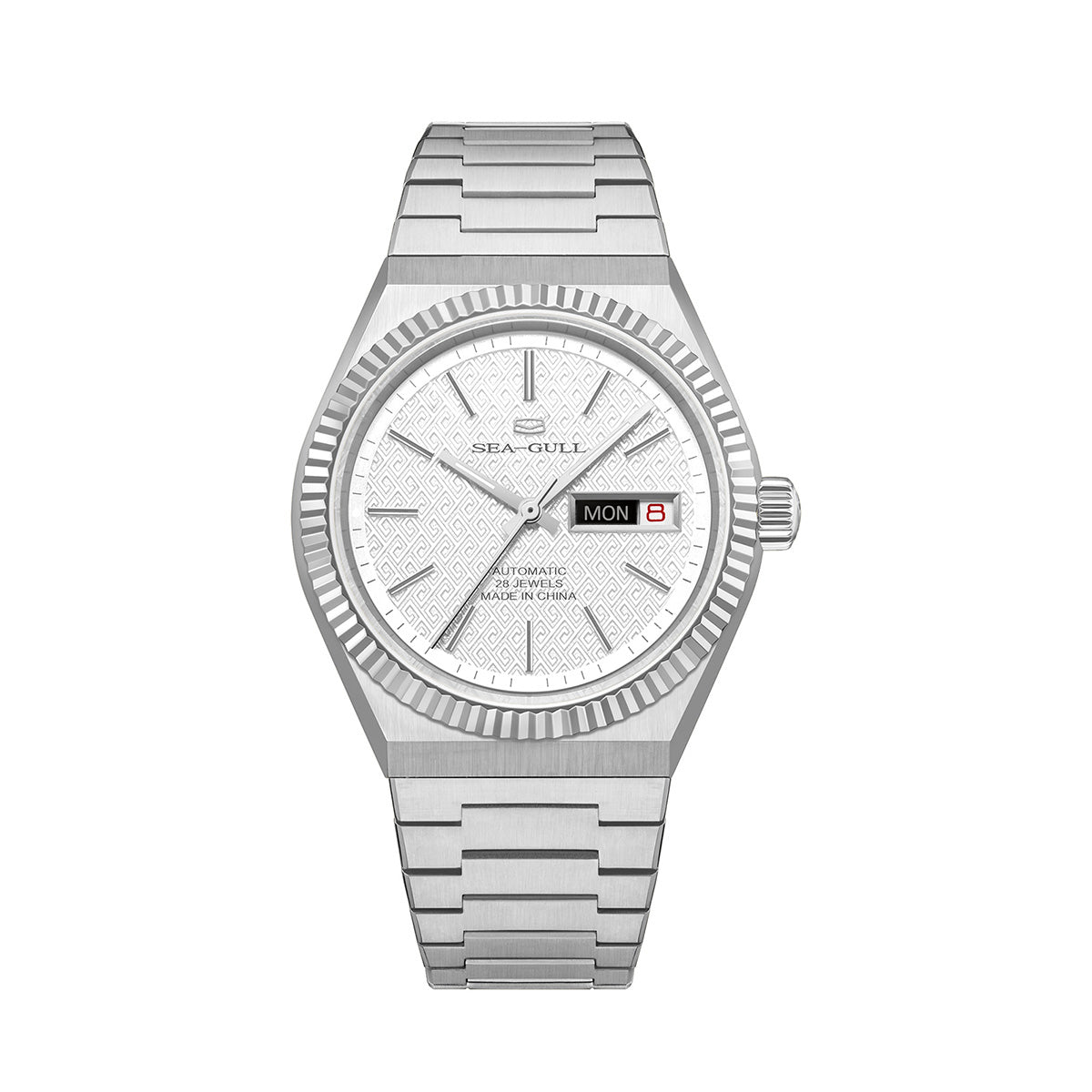 Seagull Ancient Cloud Motif Dial Date-day Calender Reissue Dress Watch 38mm