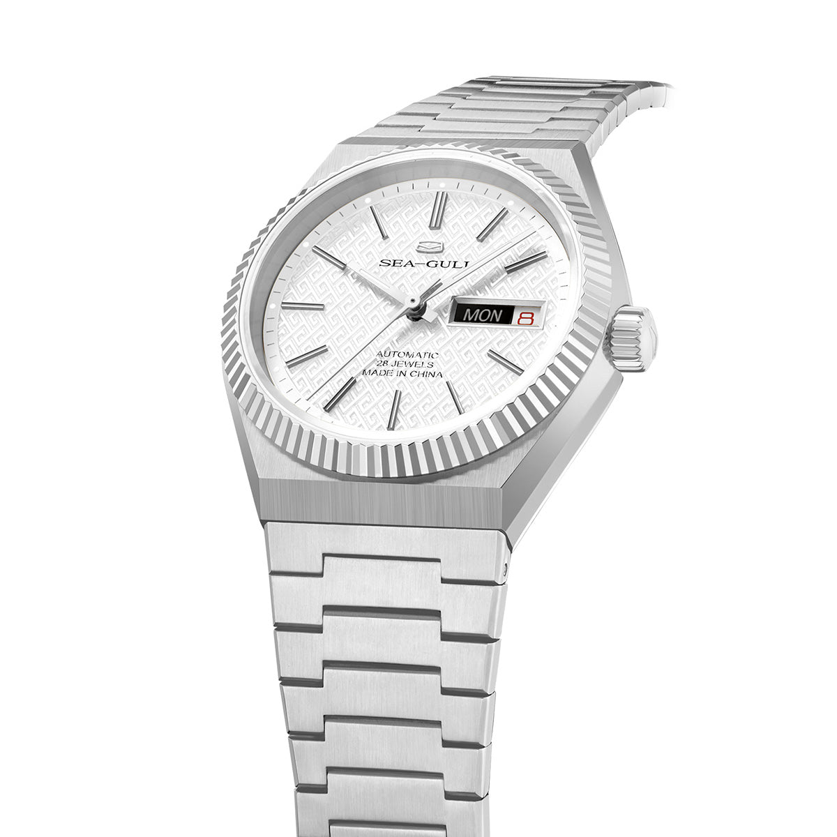 Seagull Ancient Cloud Motif Dial Date-day Calender Reissue Dress Watch 38mm