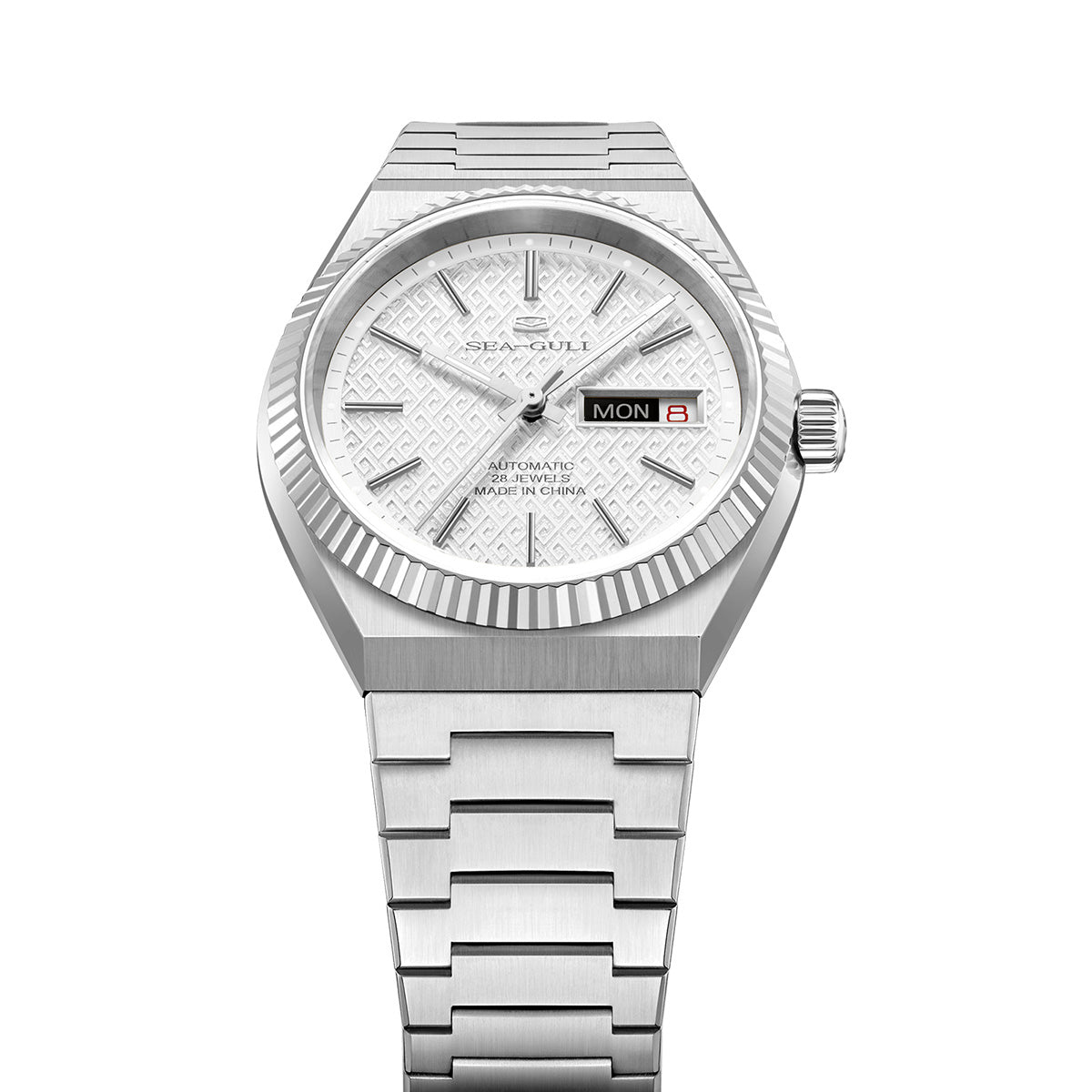 Seagull Ancient Cloud Motif Dial Date-day Calender Reissue Dress Watch 38mm