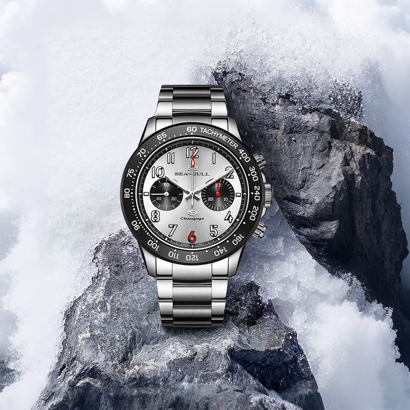 Seagull Panda Eye Dial Tachymeter Chronograph Watch 44mm