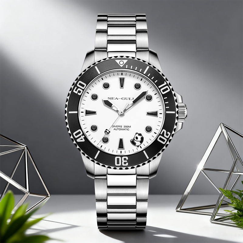 Seagull Ocean Series Rolling Panda Engraved Caseback 200m Waterproof Dive Watch 41mm