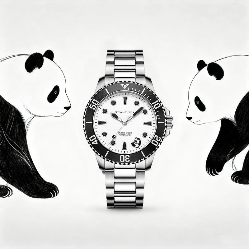 Seagull Ocean Series Rolling Panda Engraved Caseback 200m Waterproof Dive Watch 41mm