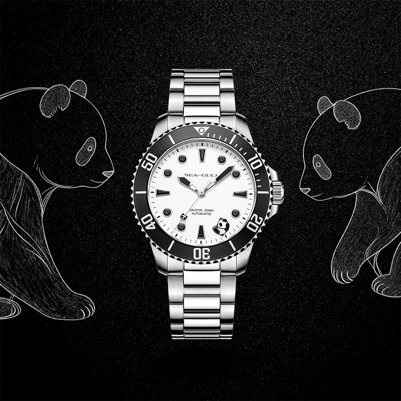 Seagull Ocean Series Rolling Panda Engraved Caseback 200m Waterproof Dive Watch 41mm