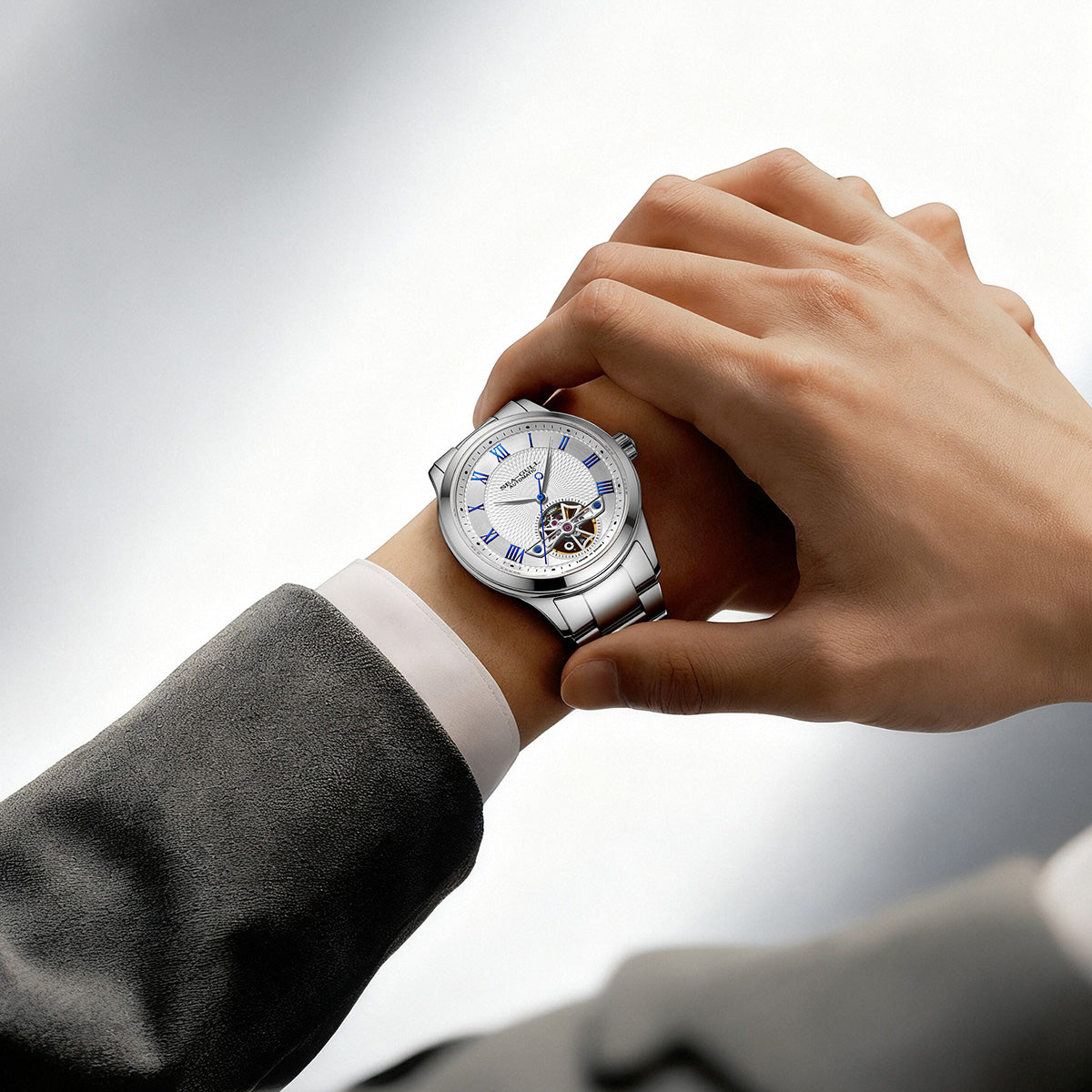 Seagull Open Heart Flywheel Guilloché Dial Automatic Watch 39mm