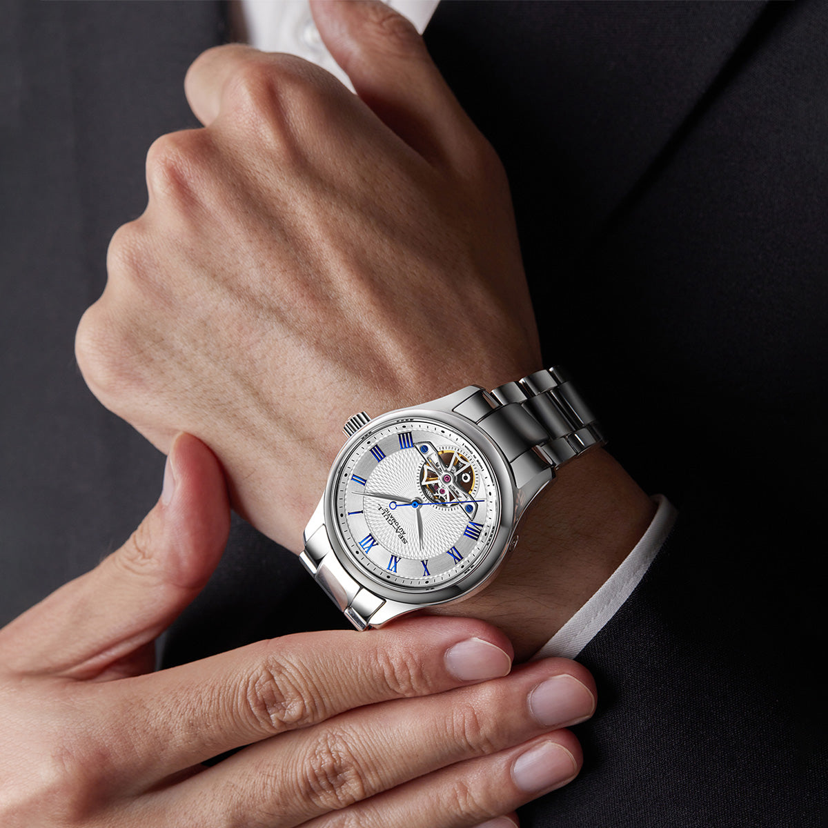 Seagull Open Heart Flywheel Guilloché Dial Automatic Watch 39mm
