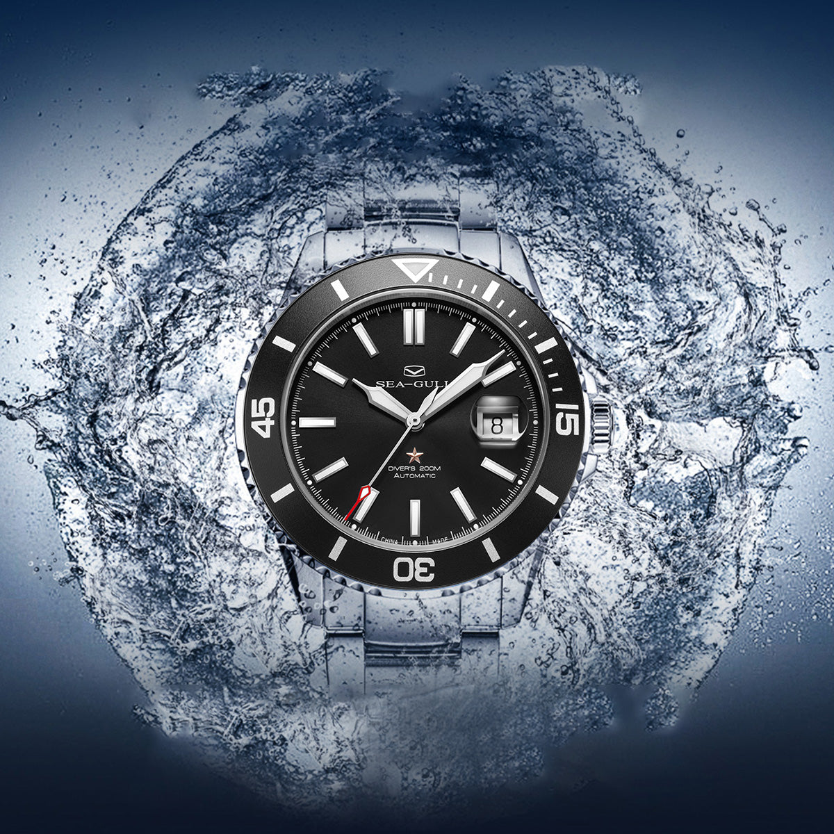 Seagull Ocean Series Magnified Date Window 200m Waterproof Dive Watch 44mm