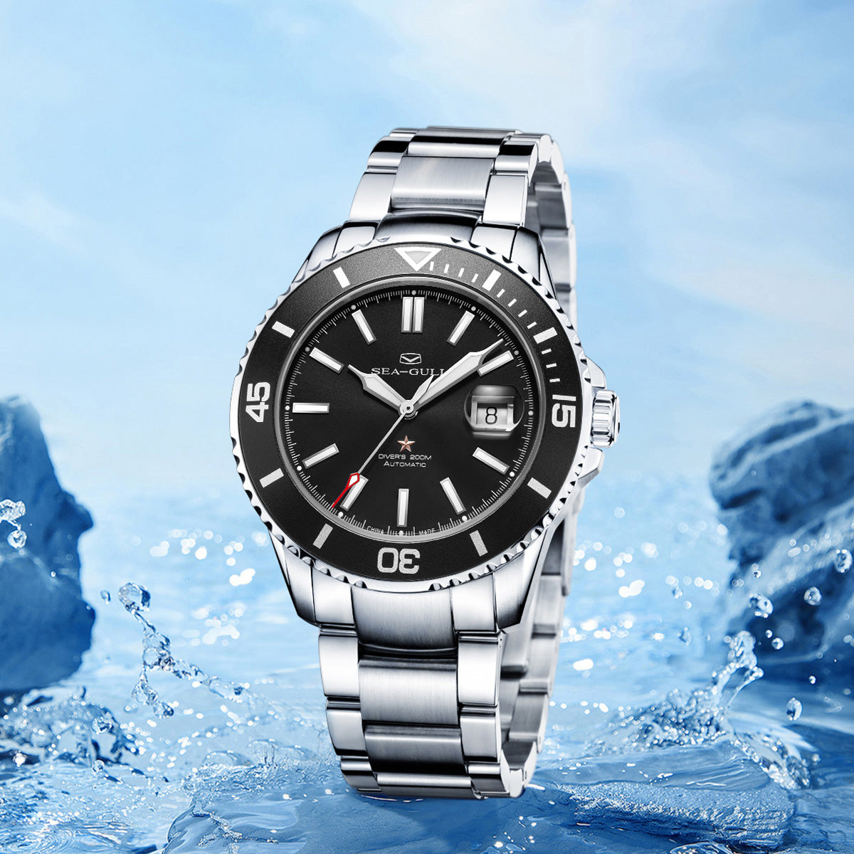 Seagull Ocean Series Magnified Date Window 200m Waterproof Dive Watch 44mm