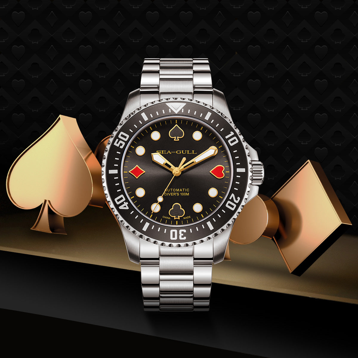 Seagull Ocean Series Poker Master Dial 100m Waterproof Dive Watch 44.5mm