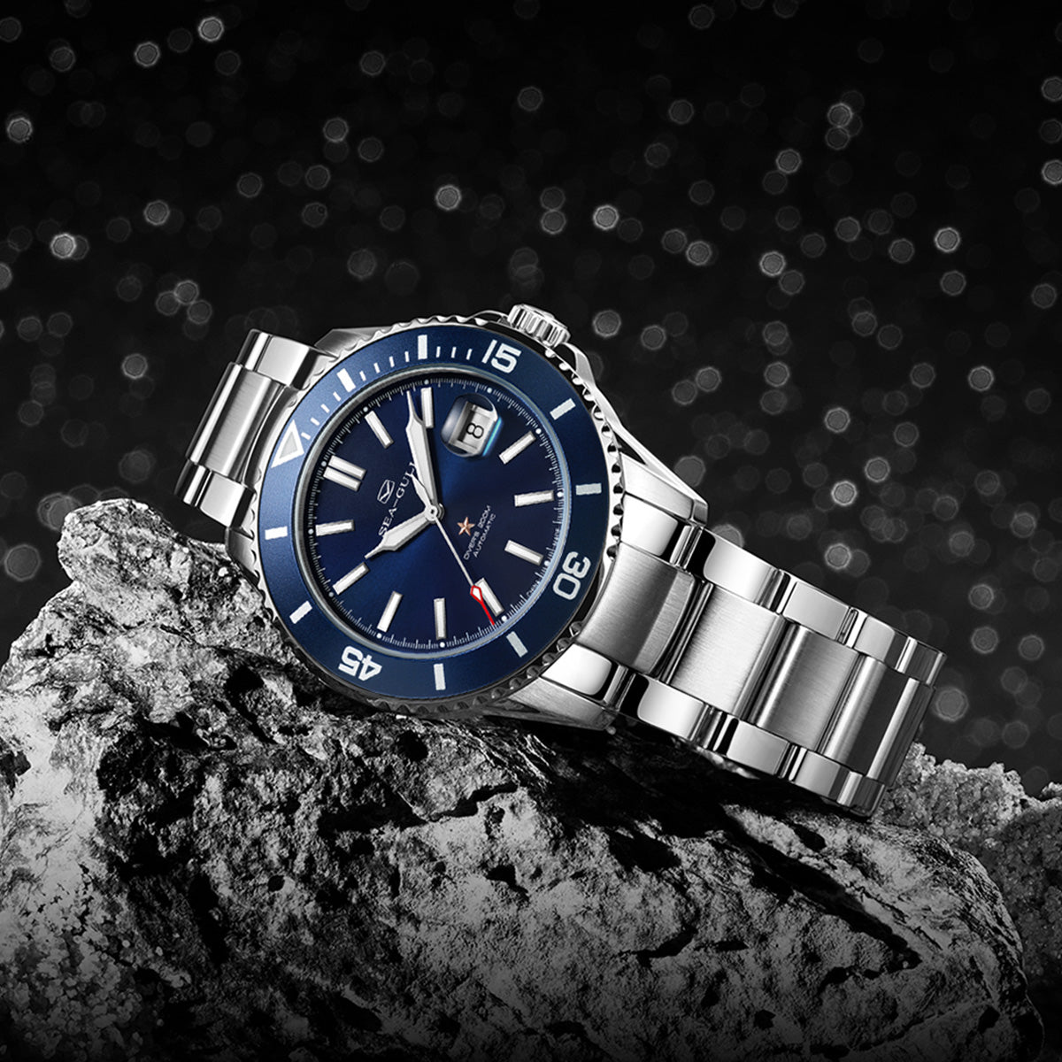 Seagull Ocean Series Magnified Date Window 200m Waterproof Dive Watch 44mm