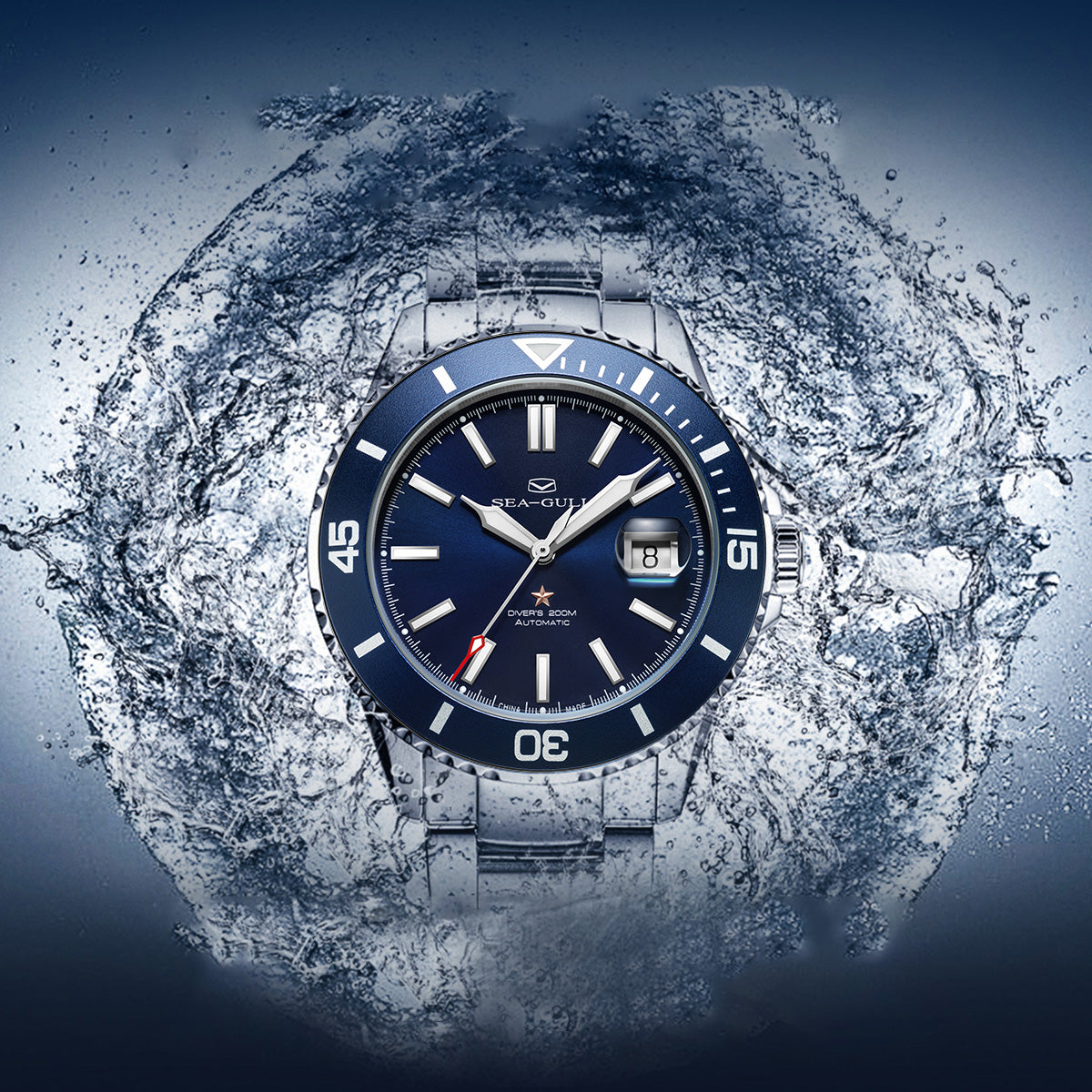 Seagull Ocean Series Magnified Date Window 200m Waterproof Dive Watch 44mm