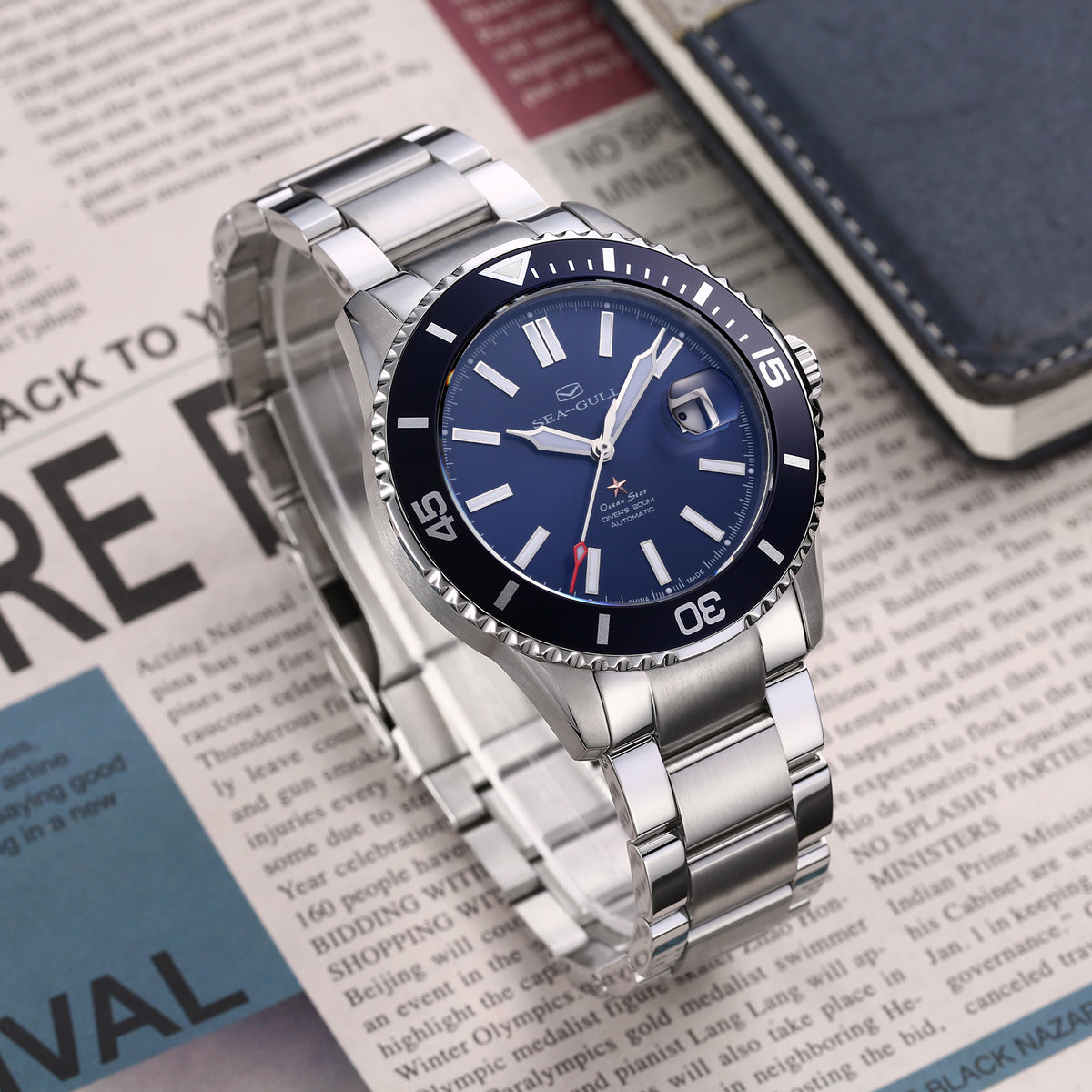 Seagull Ocean Series Magnified Date Window 200m Waterproof Dive Watch 44mm