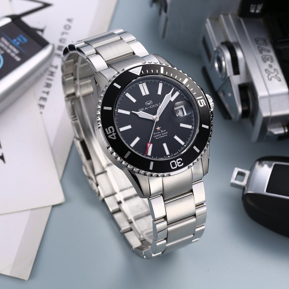 Seagull Ocean Series Magnified Date Window 200m Waterproof Dive Watch 44mm
