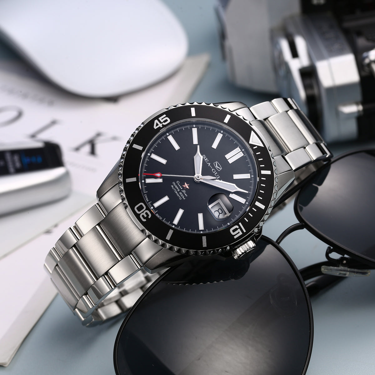 Seagull Ocean Series Magnified Date Window 200m Waterproof Dive Watch 44mm