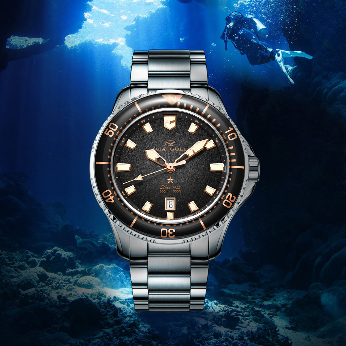Seagull Ocean Series Pro 300m Waterproof Dive Watch 44mm