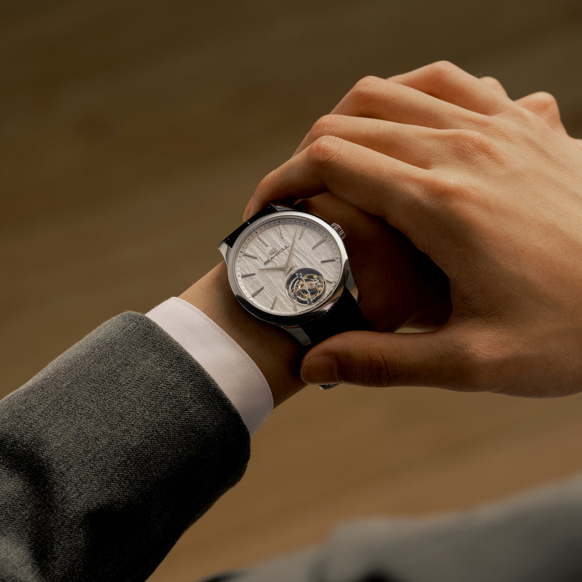 Seagull Ultra-thin Automatic Tourbillon 9.4mm Thick Case Watch 42mm