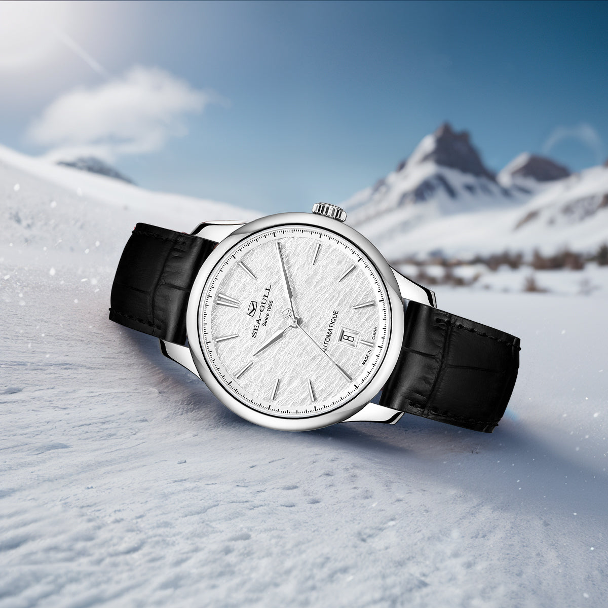 Seagull Extraordinary Series Snowflake Dial Calendar 9mm Thick Case Dress Watch 40mm