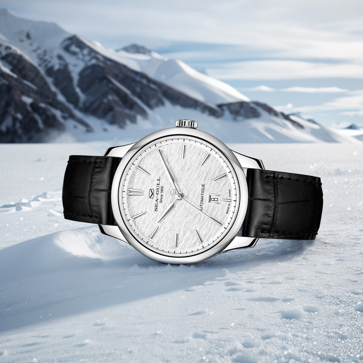 Seagull Extraordinary Series Snowflake Dial Calendar 9mm Thick Case Dress Watch 40mm