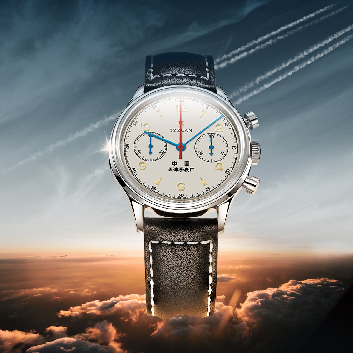 Seagull 1963 Series Chronograph Watch Transparent Caseback 70th Anniversary Reissue 37.3mm