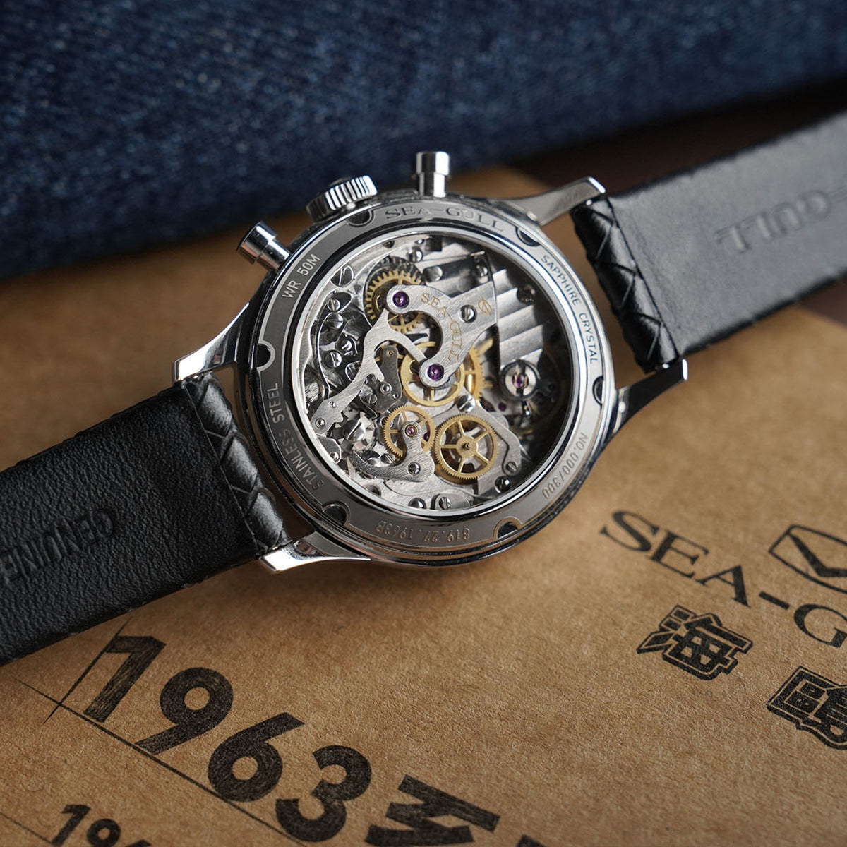 Seagull 1963 Series Chronograph Watch Transparent Caseback Enhanced ST19 Fine Finishing Edition 37.3mm