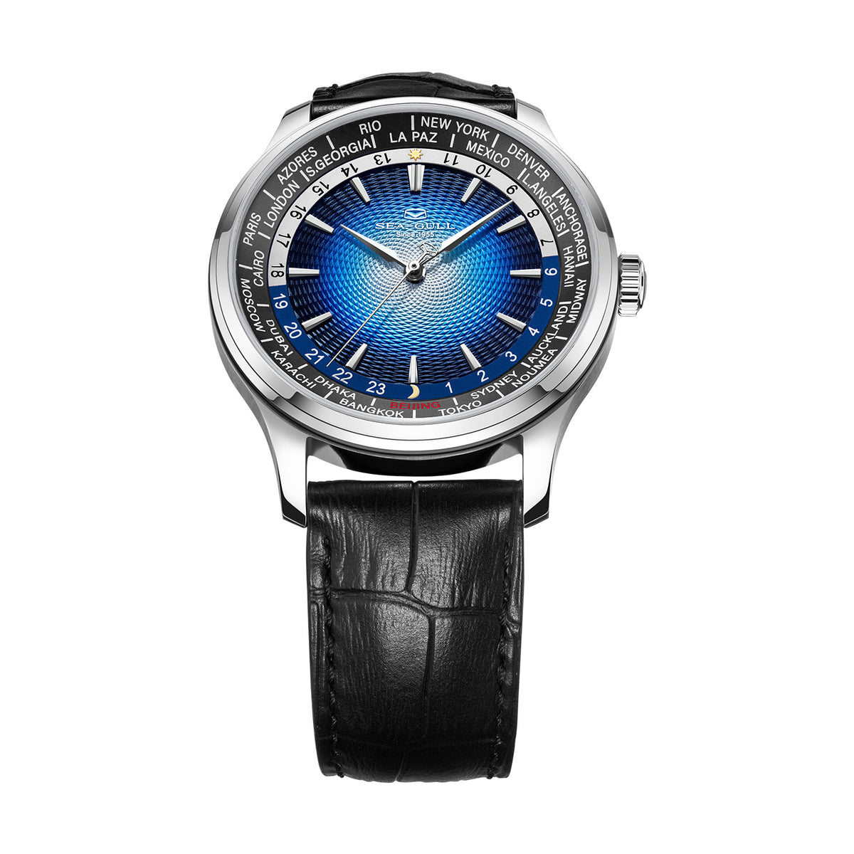 Seagull Extraordinary Series World Time Day Night Display GMT Watch 41mm