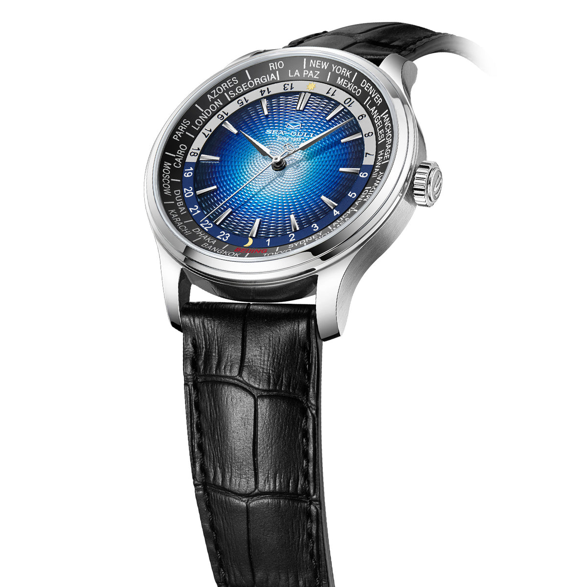 Seagull Extraordinary Series World Time Day Night Display GMT Watch 41mm