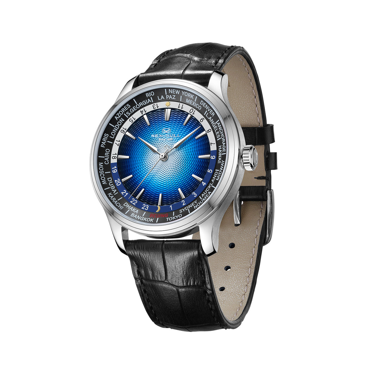 Seagull Extraordinary Series World Time Day Night Display GMT Watch 41mm