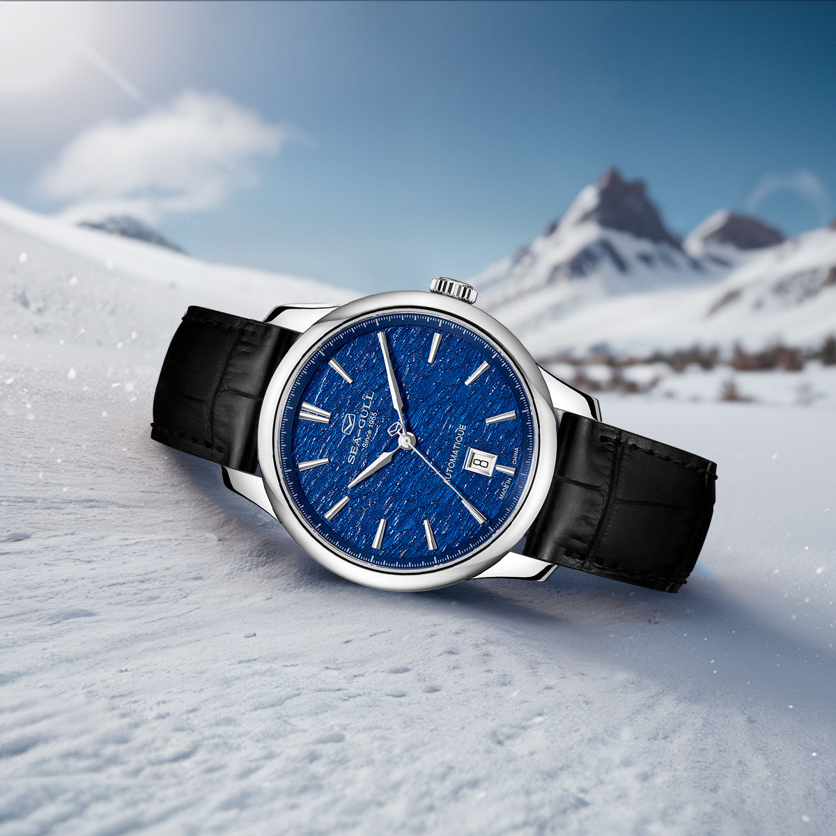 Seagull Extraordinary Series Snowflake Dial Calendar 9mm Thick Case Dress Watch 40mm