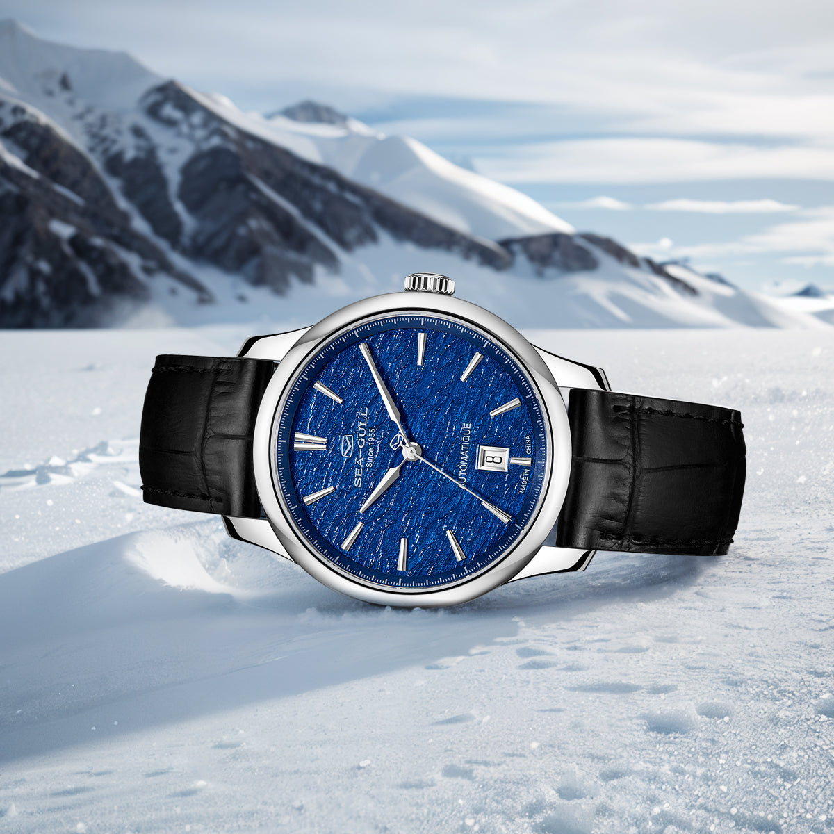 Seagull Extraordinary Series Snowflake Dial Calendar 9mm Thick Case Dress Watch 40mm