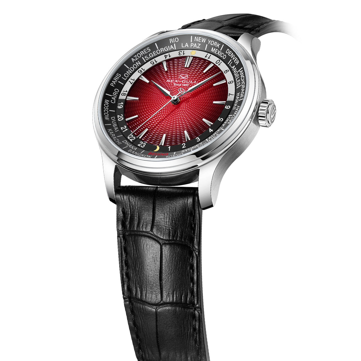 Seagull Extraordinary Series World Time Day Night Display GMT Watch 41mm
