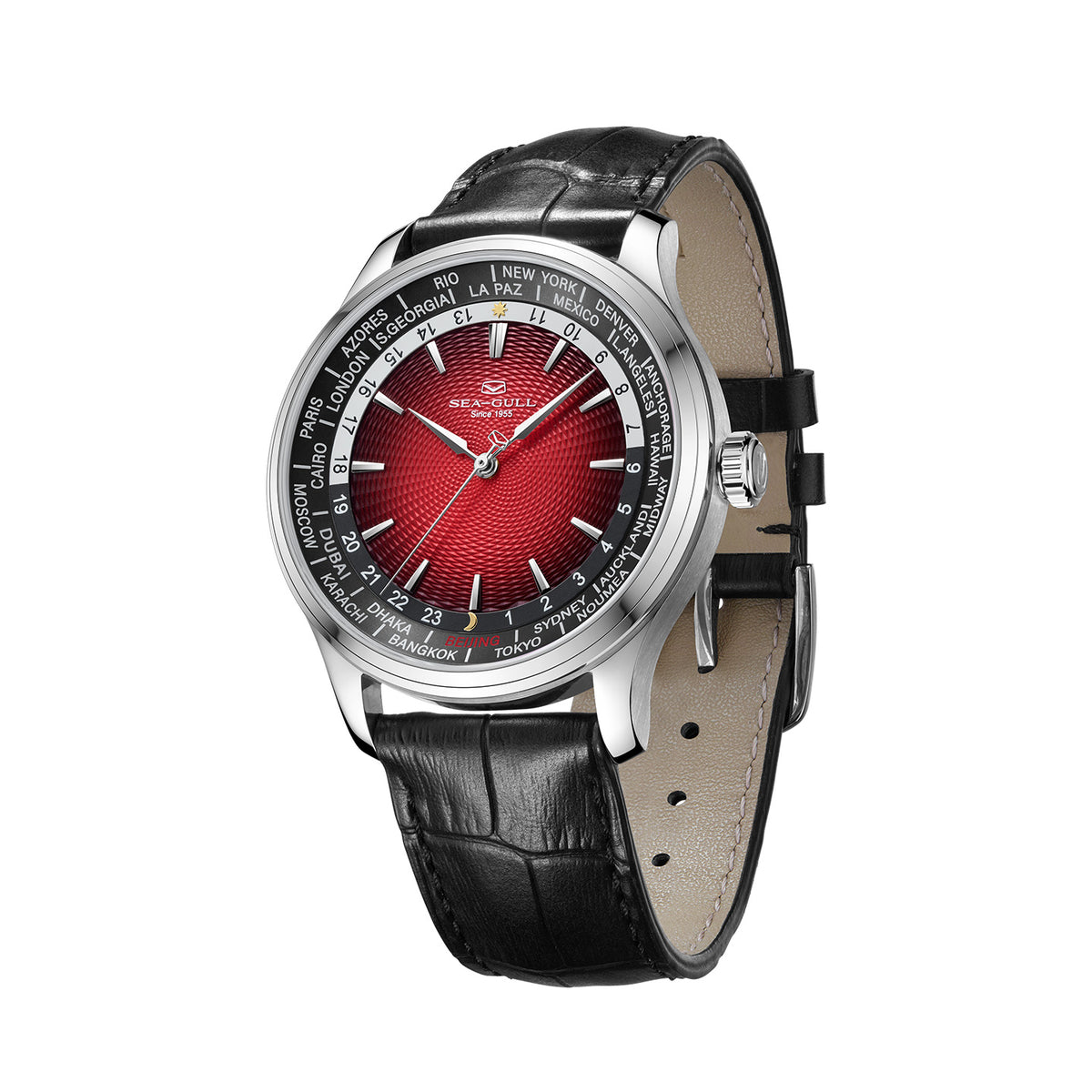 Seagull Extraordinary Series World Time Day Night Display GMT Watch 41mm