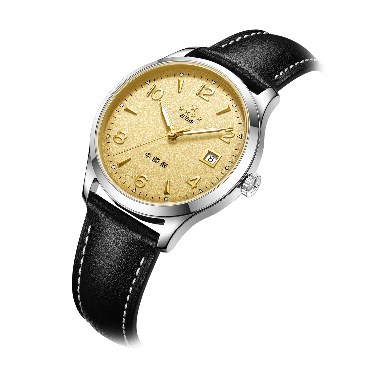 Seagull 1955 Wuxing Five Stars Reissue Enamel Silver-Sprinkled Dial Dress Watch 39mm