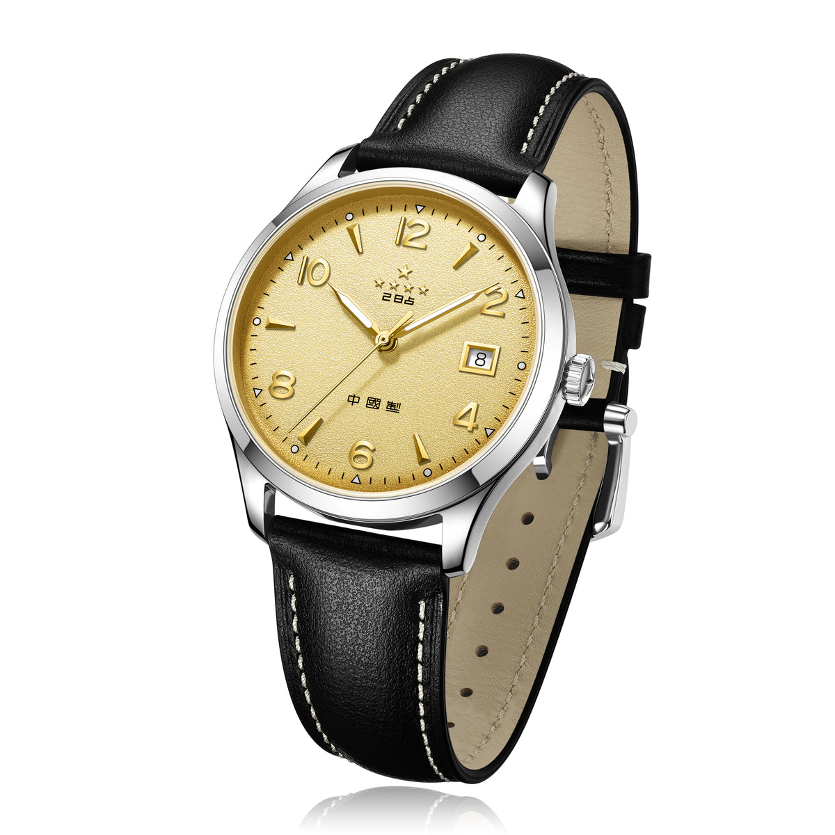 Seagull 1955 Wuxing Five Stars Reissue Enamel Silver-Sprinkled Dial Dress Watch 39mm