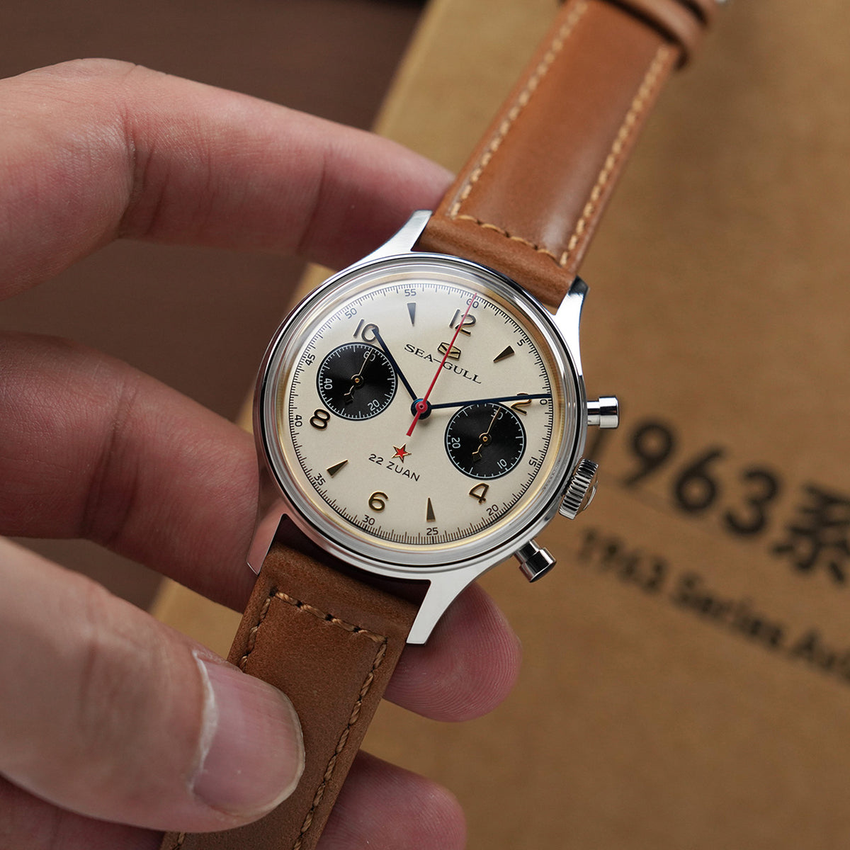Seagull 1963 Series Chronograph Watch Polar Night Edition Panda Eye Dial 37.3mm