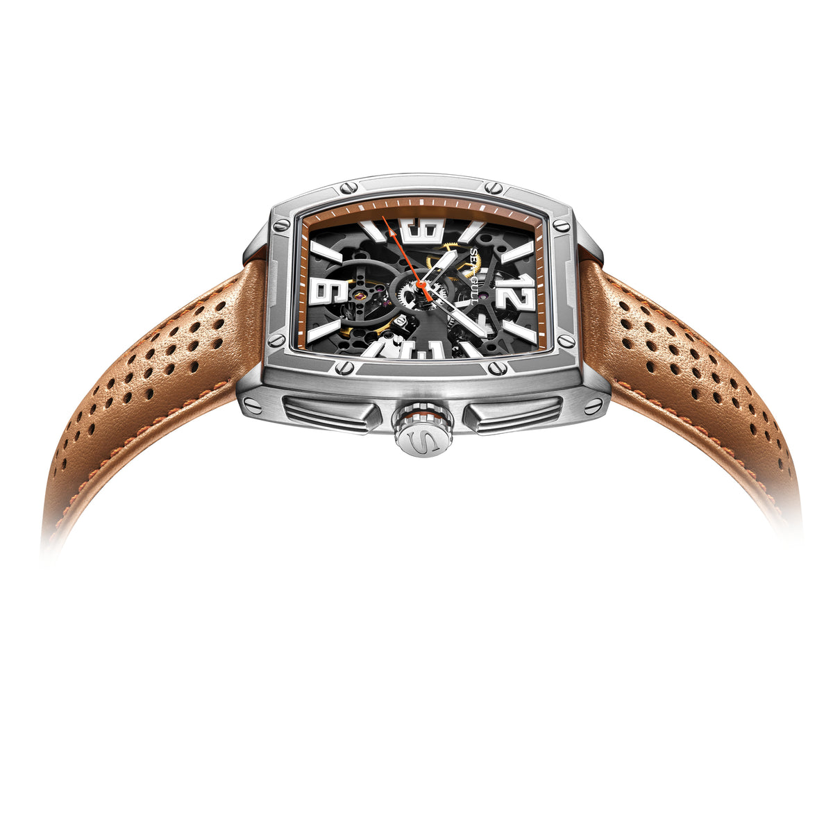 Seagull x CN Racing Team Collaboration Tonneau Dial Skeleton Watch 42mm