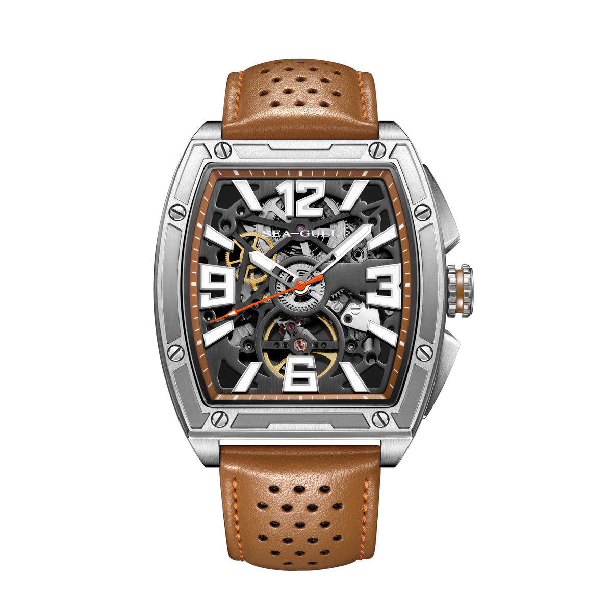 Seagull x CN Racing Team Collaboration Tonneau Dial Skeleton Watch 42mm