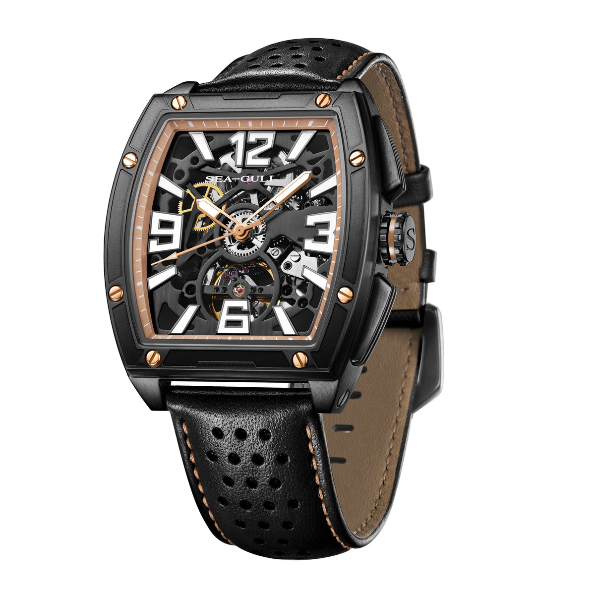 Seagull x CN Racing Team Collaboration Tonneau Dial Skeleton Watch 42mm