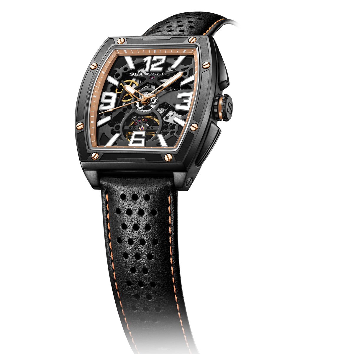 Seagull x CN Racing Team Collaboration Tonneau Dial Skeleton Watch 42mm