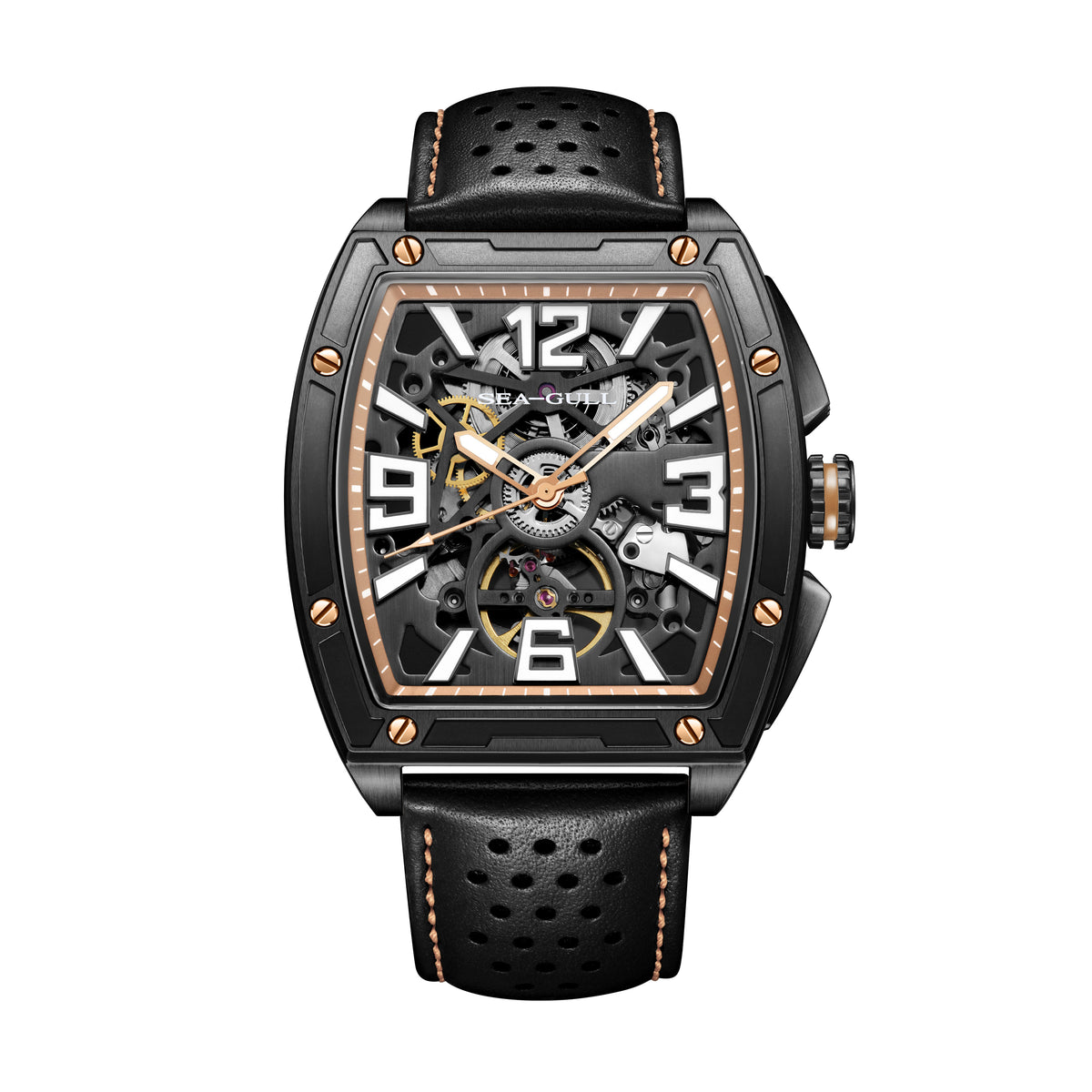 Seagull x CN Racing Team Collaboration Tonneau Dial Skeleton Watch 42mm