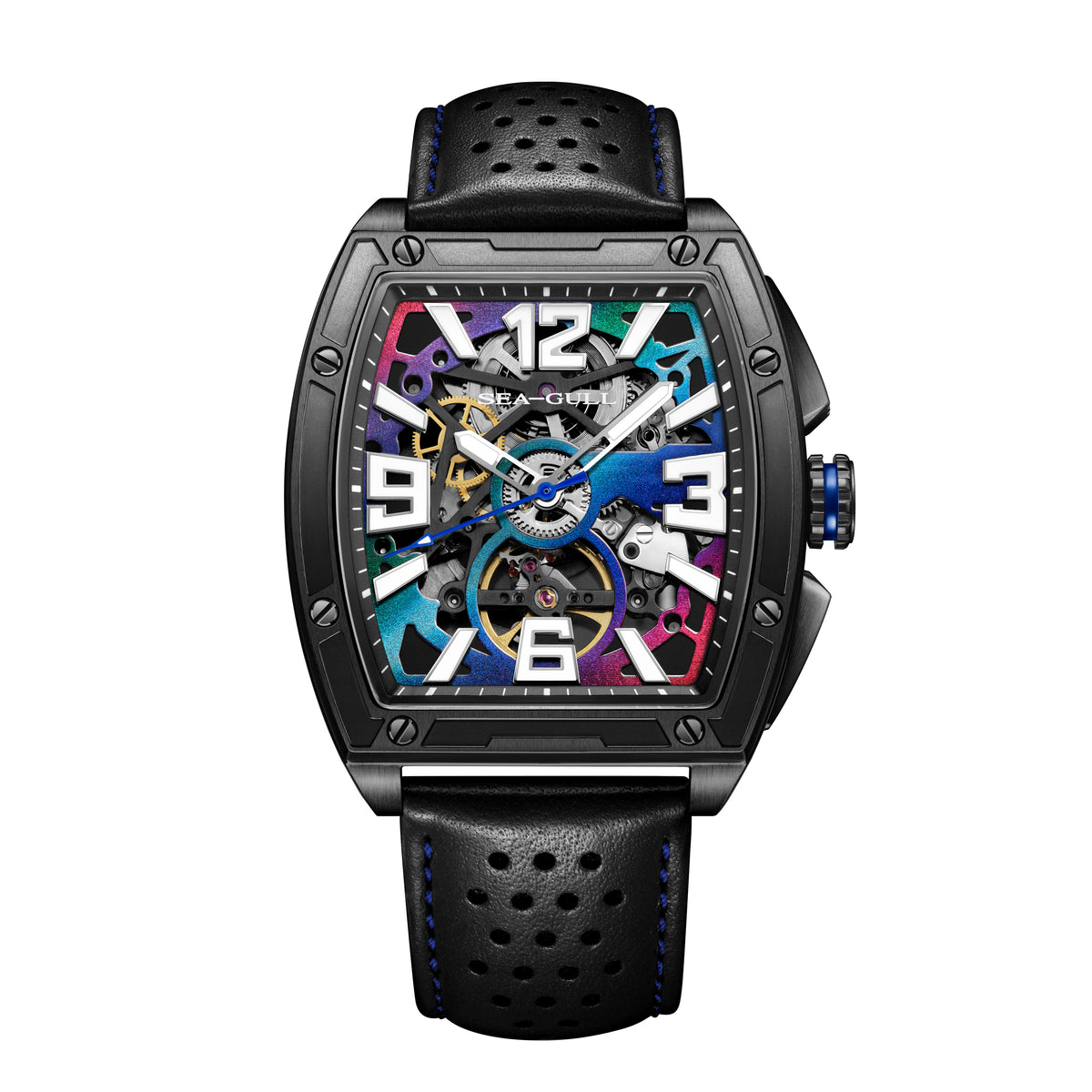 Seagull x CN Racing Team Collaboration Tonneau Dial Skeleton Watch 42mm