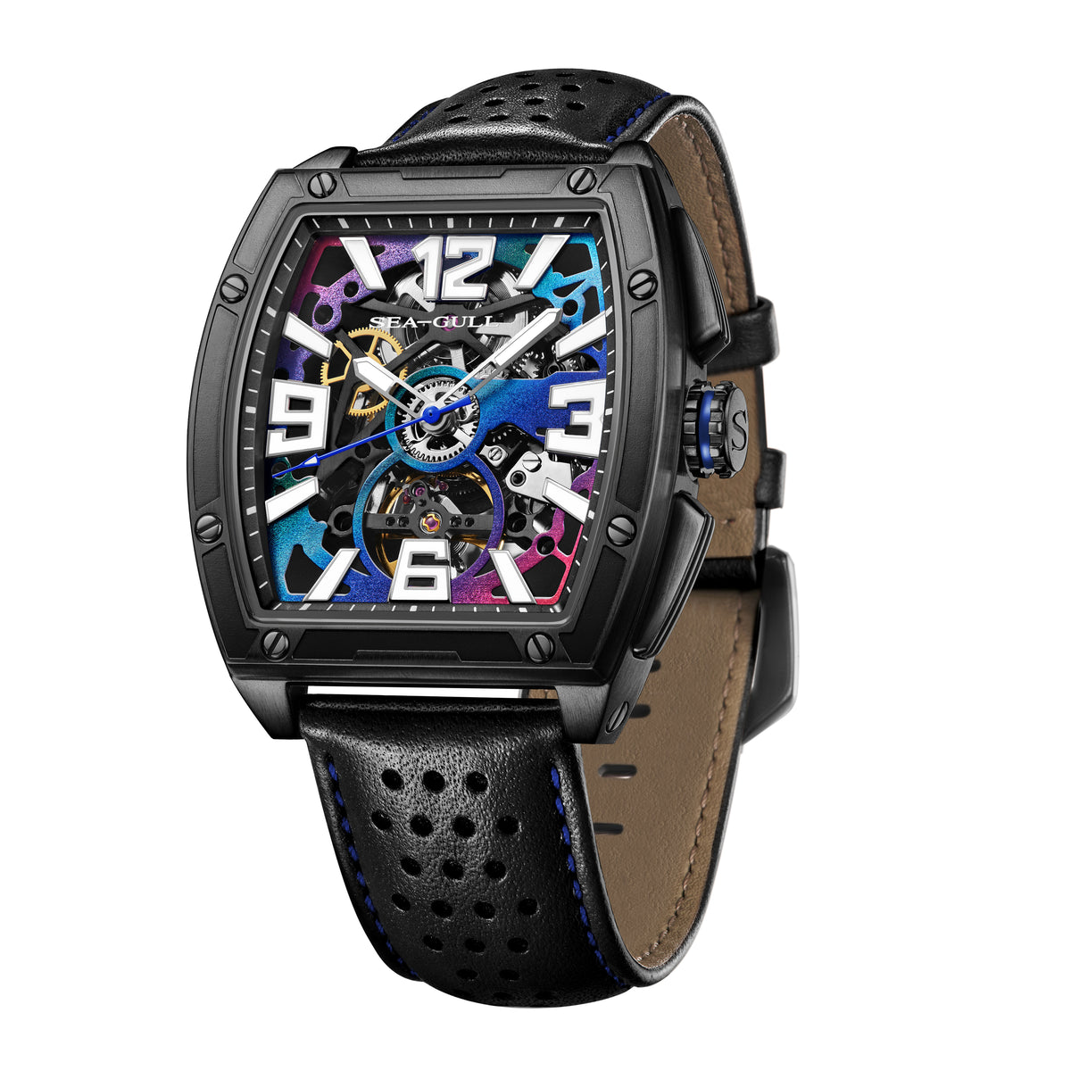 Seagull x CN Racing Team Collaboration Tonneau Dial Skeleton Watch 42mm
