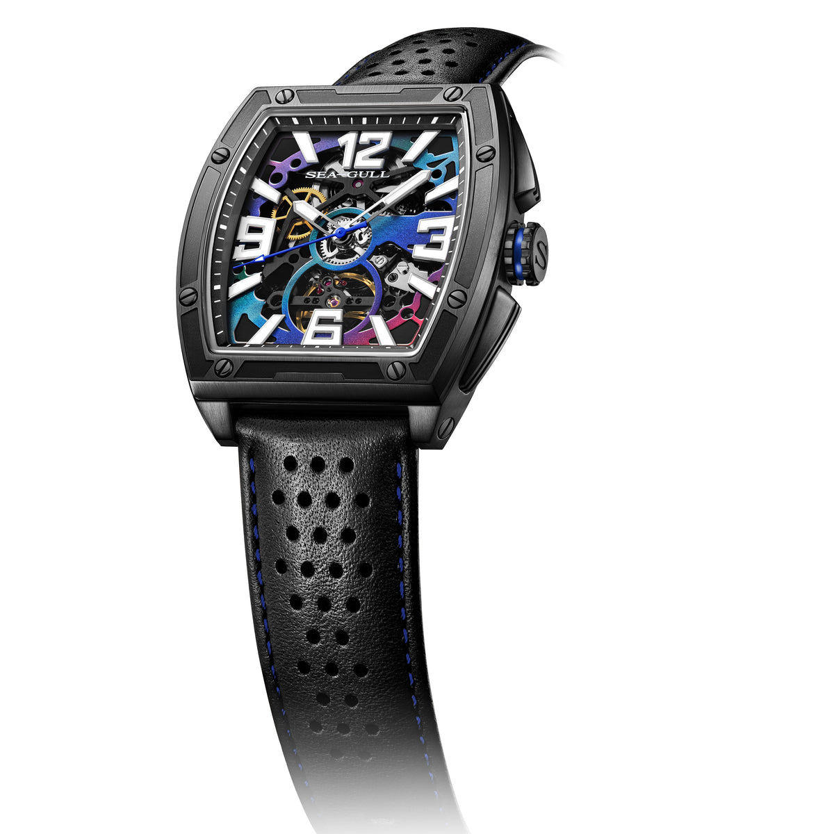 Seagull x CN Racing Team Collaboration Tonneau Dial Skeleton Watch 42mm