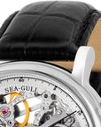 Seagull Column-wheel Chronograph Open-worked Dial Skeleton Watch 41mm