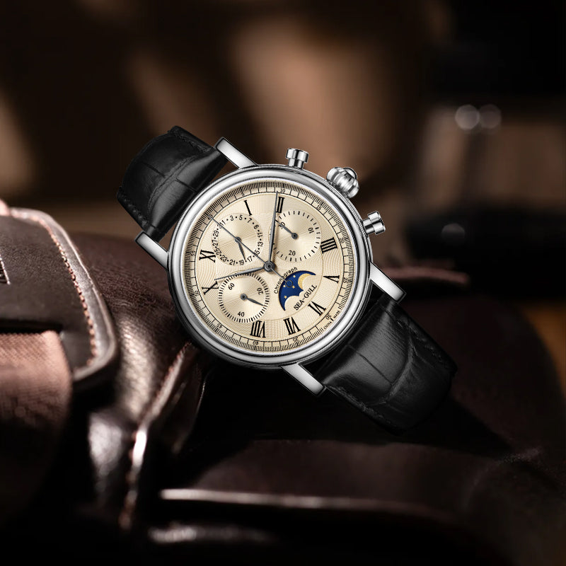 Seagull Extraordinary Series Moon Phase Chronograph Calendar Watch 41mm
