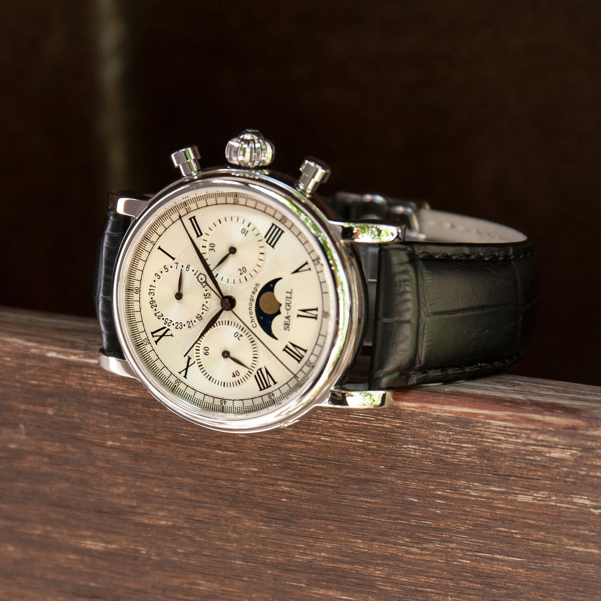 Seagull Extraordinary Series Moon Phase Chronograph Calendar Watch 41mm