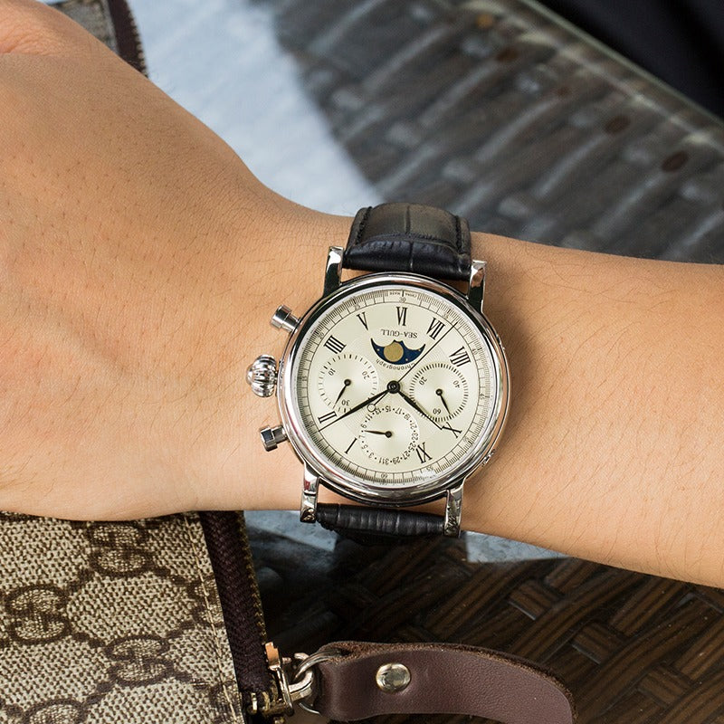 Seagull Extraordinary Series Moon Phase Chronograph Calendar Watch 41mm